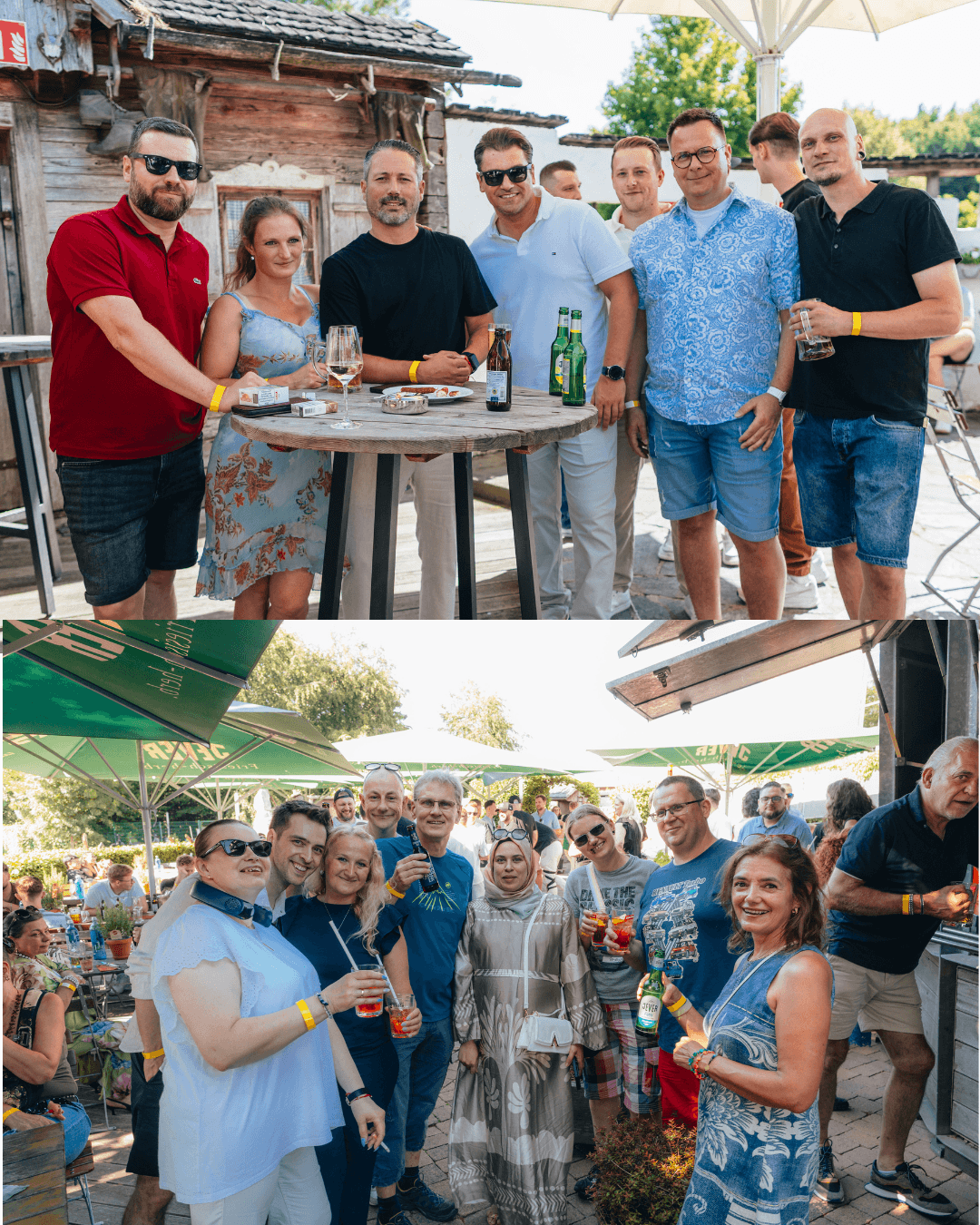 Gruppenfotos von Mitarbeitenden beim Sommerfest der Autoteile Post AG