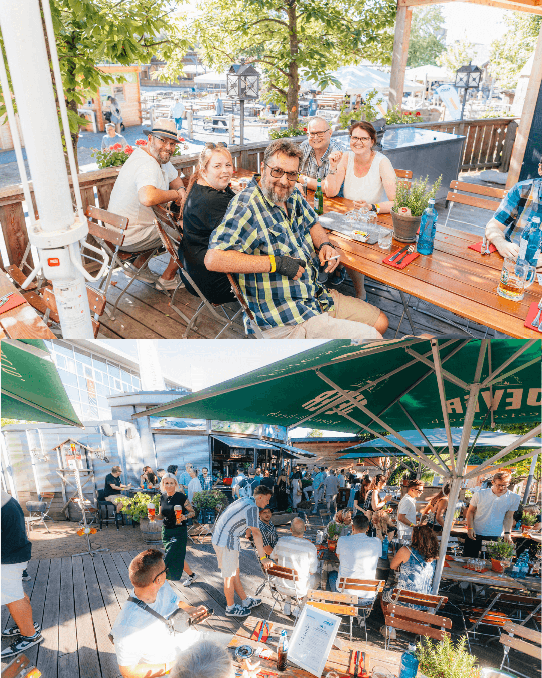 Gesellige Gruppen und gut besuchter Außenbereich beim Sommerfest der Autoteile Post AG